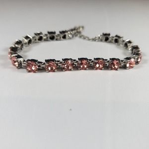 Silver Pink Stone Tennis Bracelet